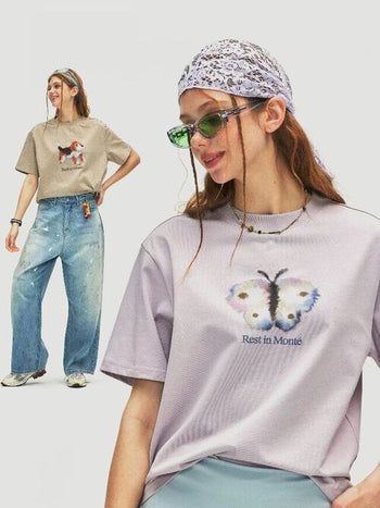 [Monterest] Ink Print Crewneck Cotton T-Shirt