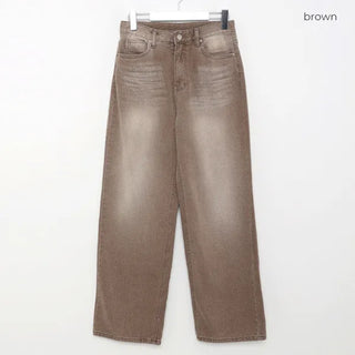 Washed wide denim pants