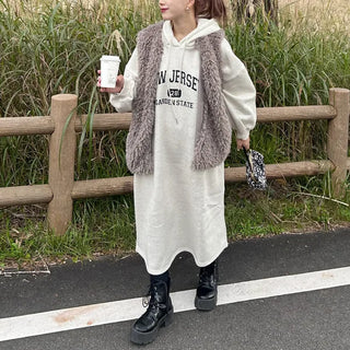 Fleece-lined hooded dress