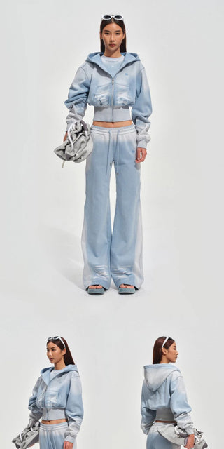 [NOTAWEAR] Sand Washed Cropped Hooded  Jacket