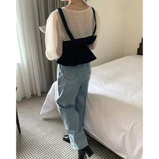Wide denim pants