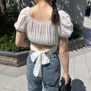 Ribbon crop blouse