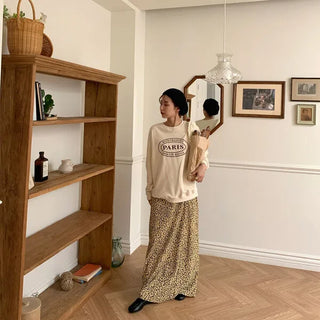 rizel leopard long skirt