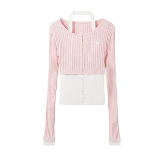 [NOTAWEAR] Layered Halter Knit Cardigan