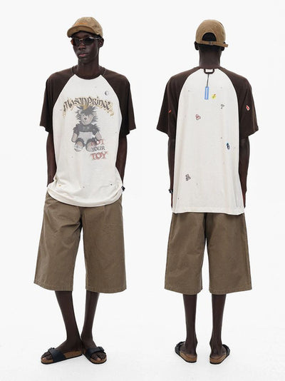 [MASONPRINCE] Punk Bear Raglan Sleeve Top
