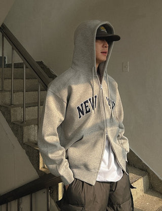 NEWYORK Double-layered Cut-out Zip-up Hoodie (2 colors)