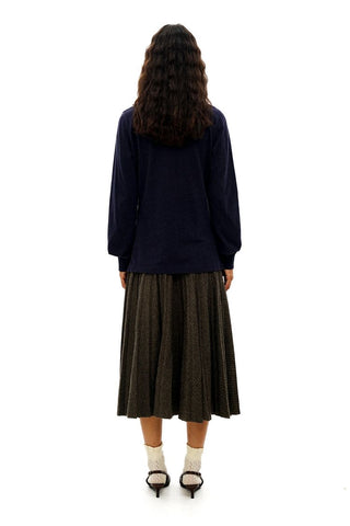 [Moromoro2] Houndstooth Wool Blend Pleated  Skirt