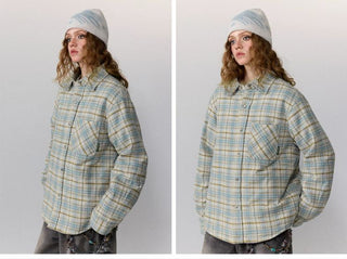 [Monterest] Quilted Padded Check Shirt Jacket