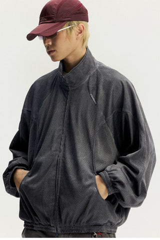 [Monterest] Washed Mesh Oversized Track Jacket