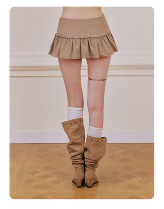 [NECY] Velvet Corduroy Double Breasted Miniskirt
