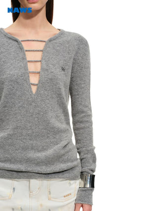 [NOTAWEAR] Alpaca Wool Blend Deep V-Neck  Sweater