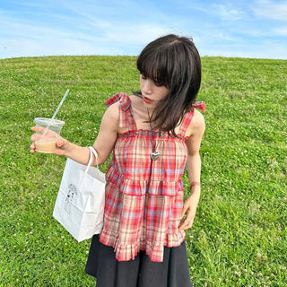 Checked camisole blouse