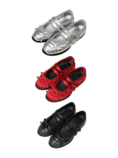 [Moromoro2] Distressed Leather Mary Jane  Flats