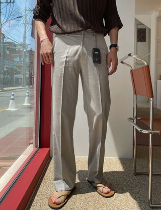 Linen Cooling Semi-Wide Fit Slacks (4 colors)