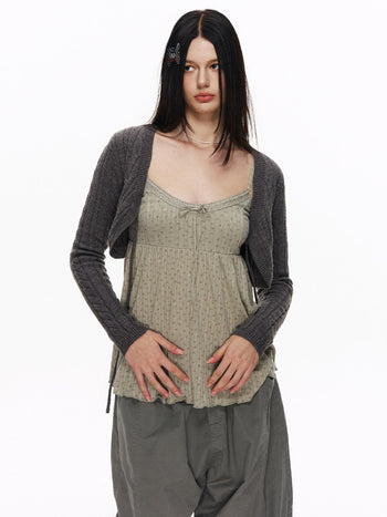 [NECY] Green Garden Lace Camisole & Shirring Mini Skirt
