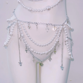 Halter beaded backless metal chain belt top