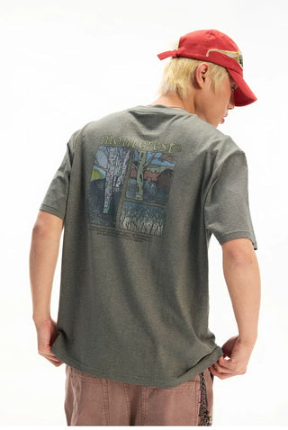 [Monterest] Washed Forest Print Relaxed Fit Tee