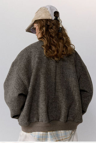 [Monterest] Wool Blend Stand Collar Harrington Jacket