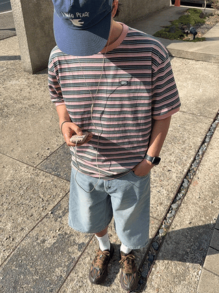 DRAW Striped Ringer 1/2 T-shirt