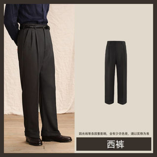 [CULTUM] Double Pleat Straight Leg Trousers