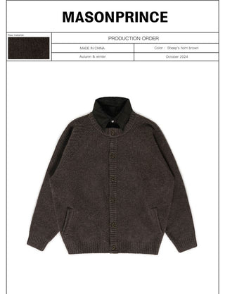 MASONPRINCE Herringbone Round-Neck Wool Cardigan
