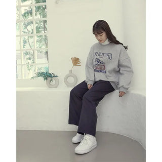 Lettering Print Oversized Sweatshirt