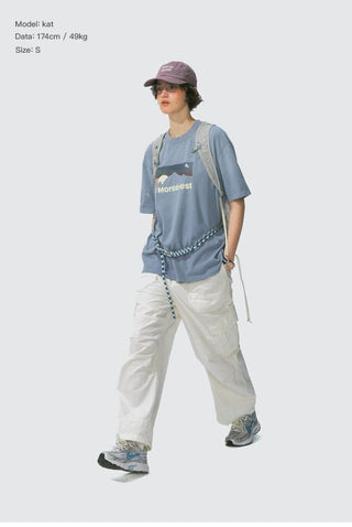 [Monterest] Washed Distressed Mountain Print T-Shirt