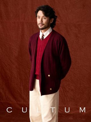 [CULTUM] Wool Blend V-Neck Knit Cardigan