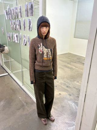 [NeverSeez] Pony Pattern Crew Neck Sweater