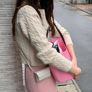 Cable crop cardigan