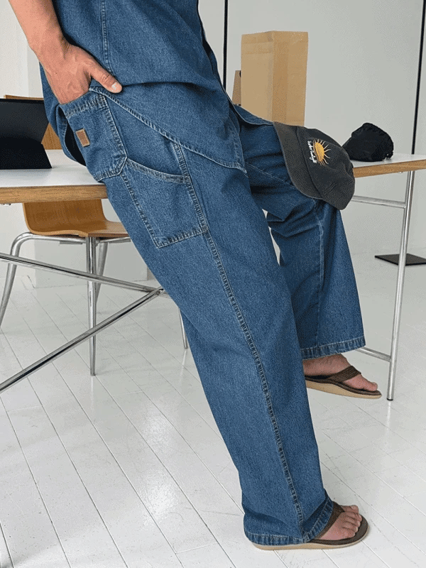 BEWARE Carpenter Denim Elastic Waist Pants