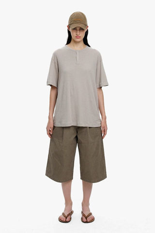 [MASONPRINCE] Henley Neck Short-Sleeve T-Shirt
