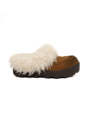 [Moromoro2] Suede Fur-Lined Platform Mules