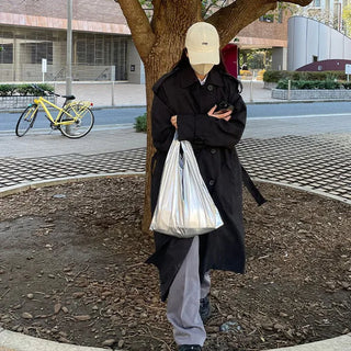 Oversized trench coat with sleeve belt