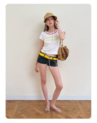 [NECY] Glitter Neckline Rhinestone Short