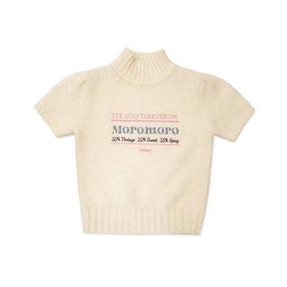 [Moromoro2] Alpaca Blend Logo Embroidered Mock Neck  Knit