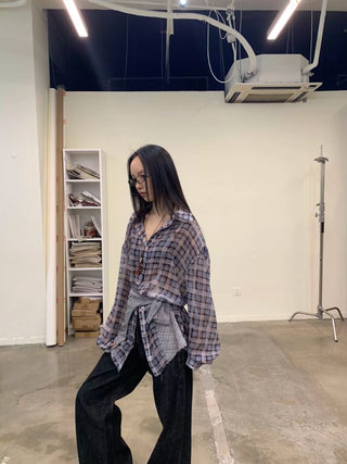 NEVERSEEZ Patchwork Plaid Shirt