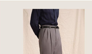 [CULTUM] Double Pleat Straight Leg Trousers