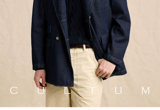 [CULTUM] Lyocell Denim Double-Breasted Blazer