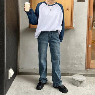 Brushed wide denim pants