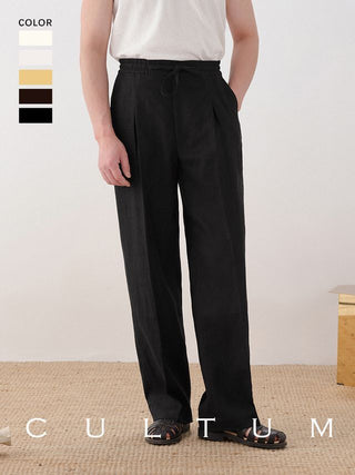 [CULTUM] Linen Drawstring Trousers