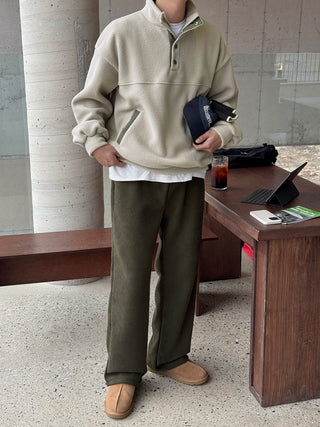 Steady Fleece-Lined Corduroy Wide Pants