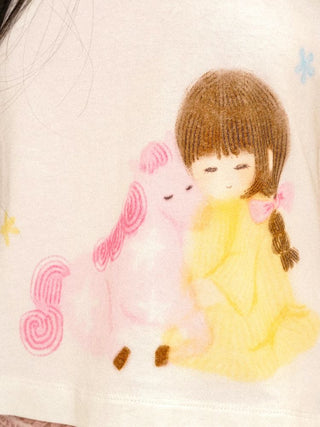 [Moromoro2] Girl & Horse Print Layered Tee  Set