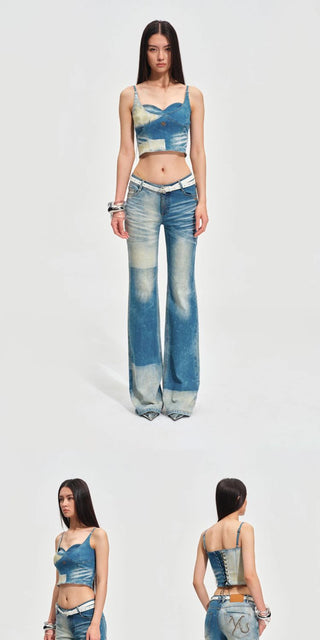 [NOTAWEAR] Equestrian Color Block Straight  Jeans