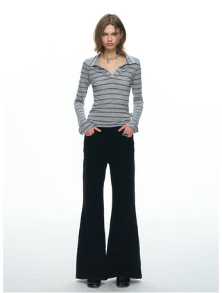 [NECY] Noir Sculptural Flare Pants (2color)