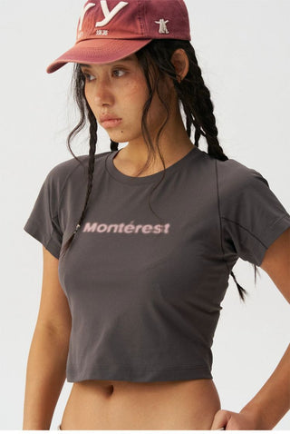 [Monterest] Quick-Dry Slim Fit Logo Crop Top