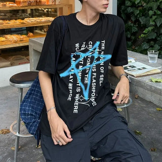 Star spray print short-sleeved T-shirt