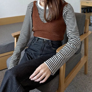 Colorful knit bustier