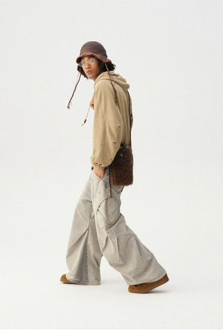 [Monterest] Washed Cotton Pleated Wide Leg Pants