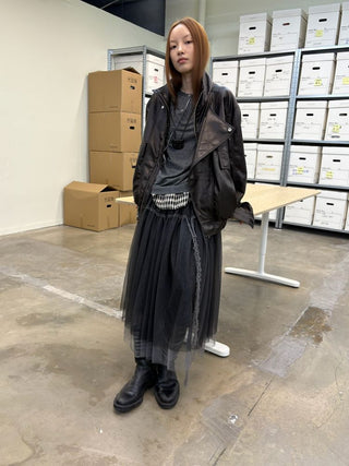 [NeverSeez] Stand Collar Asymmetrical PU Leather Jacket